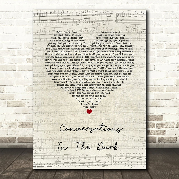John Legend Conversations In The Dark Script Heart Song Lyric Wall Art Print