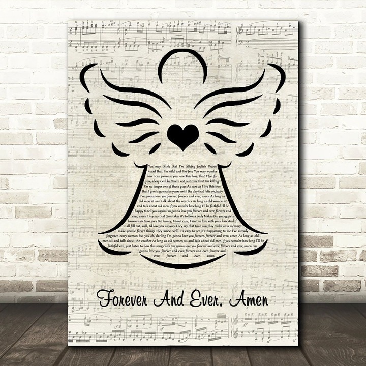 Randy Travis Forever And Ever, Amen Music Script Angel Song Lyric Quote Music Poster Print