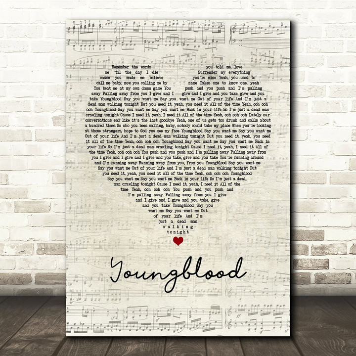 5 Seconds Of Summer Youngblood Script Heart Song Lyric Music Print