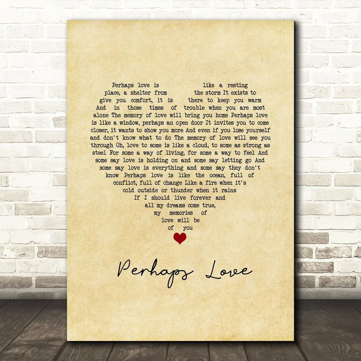 John Denver Perhaps Love Vintage Heart Song Lyric Wall Art Print