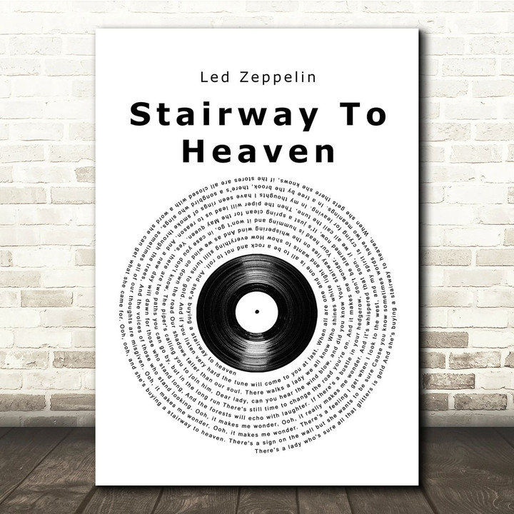 Led Zeppelin Stairway To Heaven Vinyl Record Song Lyric Music Print