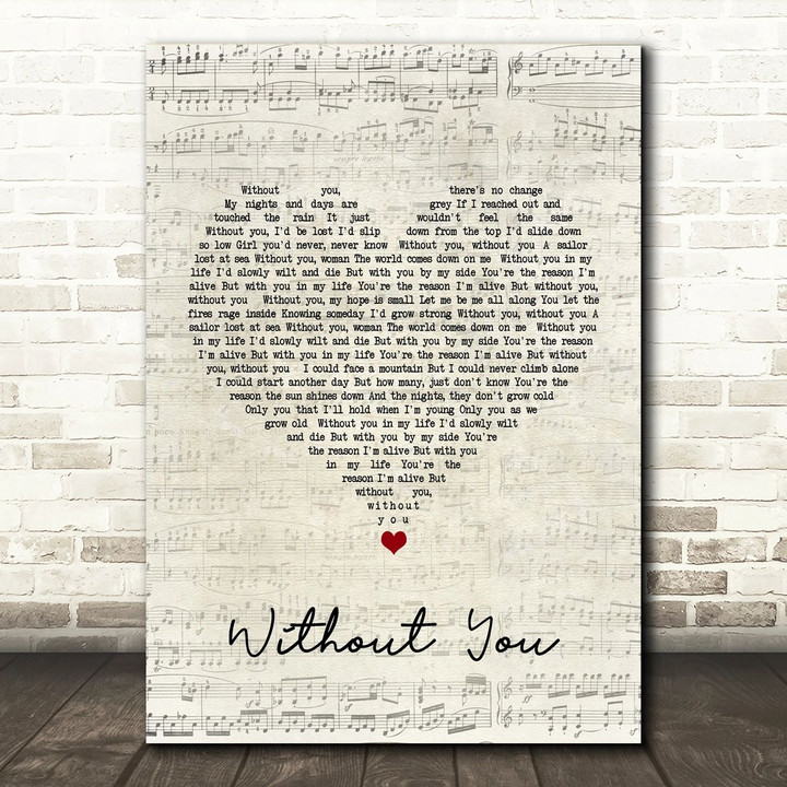 Motley Crue Without You Script Heart Song Lyric Print