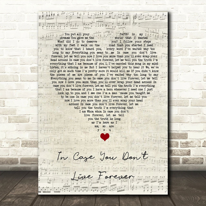 Ben Platt In Case You Don't Live Forever Script Heart Song Lyric Quote Music Poster Print