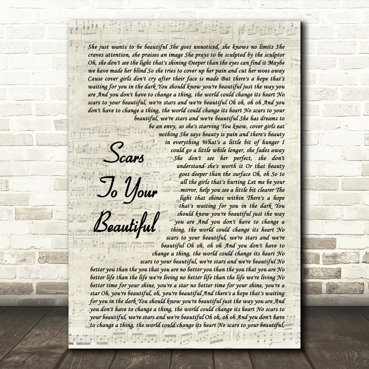 Alessia Cara Scars To Your Beautiful Vintage Script Song Lyric Quote Music Poster Print