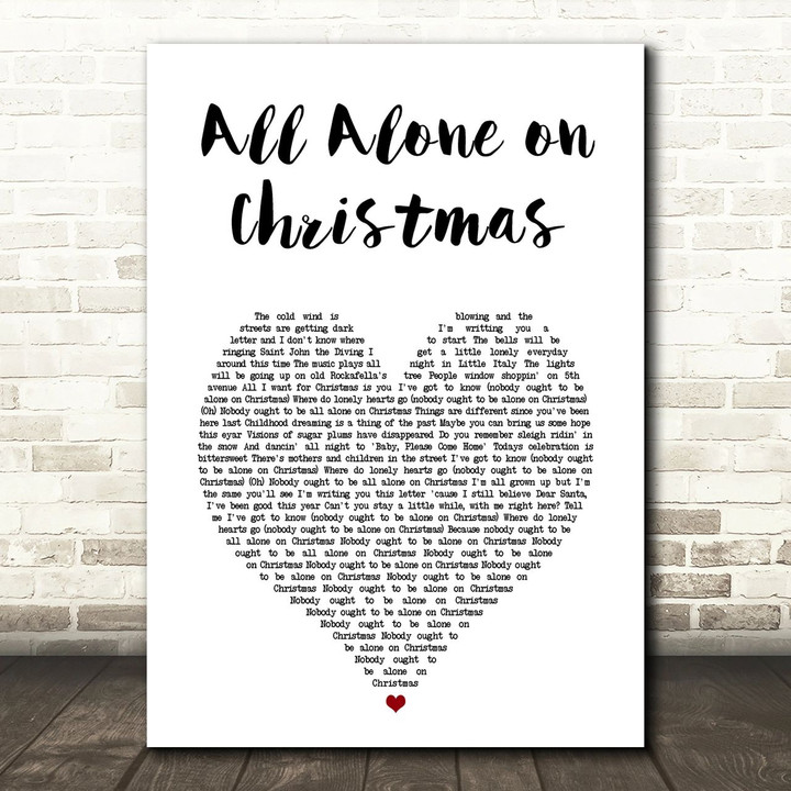 E Street Band & Darlene Love All Alone on Christmas White Heart Song Lyric Art Print