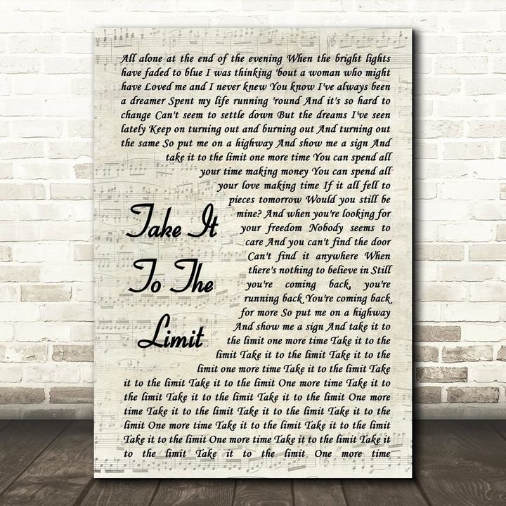 Eagles Take It To The Limit Vintage Script Song Lyric Music Print
