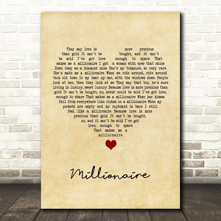 Chris Stapleton Millionaire Vintage Heart Song Lyric Quote Print