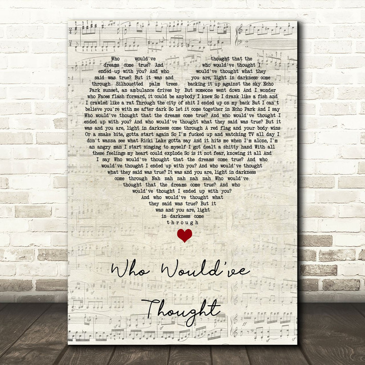 Rancid Who Would've Thought Script Heart Song Lyric Art Print