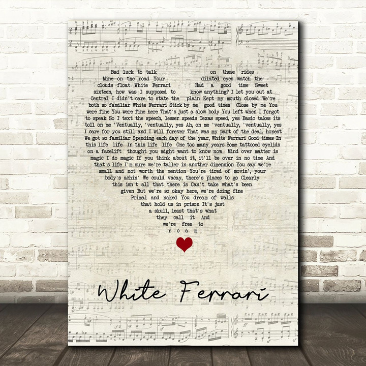 Frank Ocean White Ferrari Script Heart Song Lyric Art Print