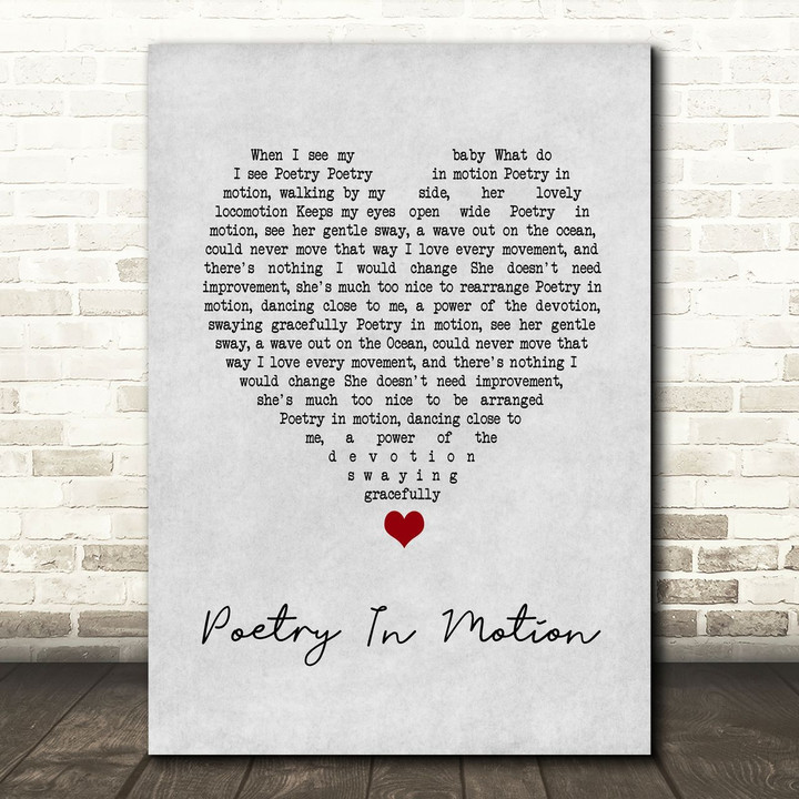 Johnny Tillotson Poetry In Motion Grey Heart Song Lyric Art Print