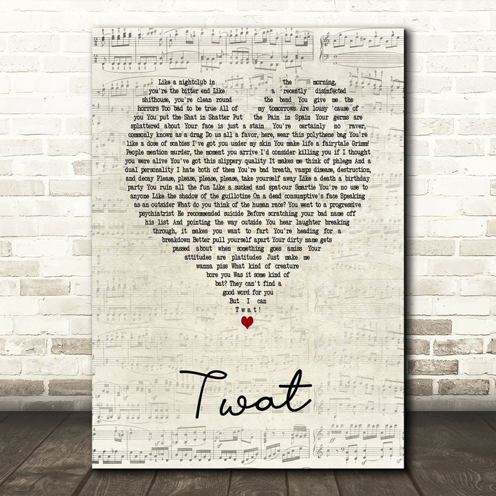 John Cooper Clarke Twat Script Heart Song Lyric Art Print