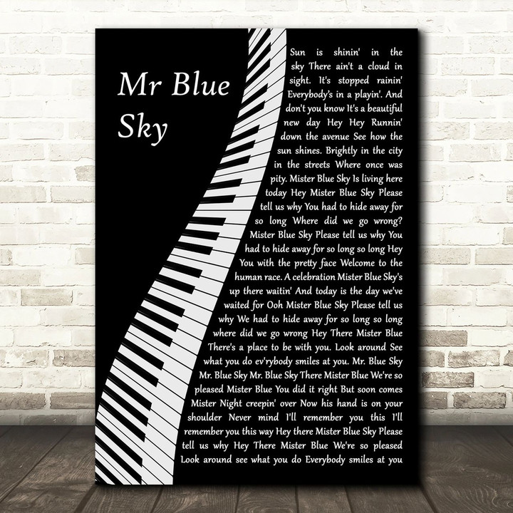 ELO Mr Blue Sky Piano Song Lyric Art Print