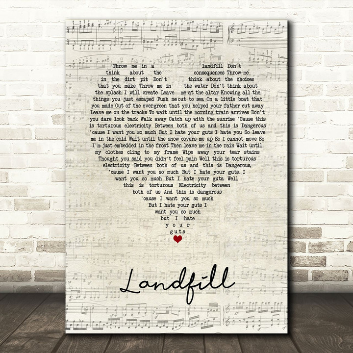 Daughter Landfill Script Heart Song Lyric Art Print