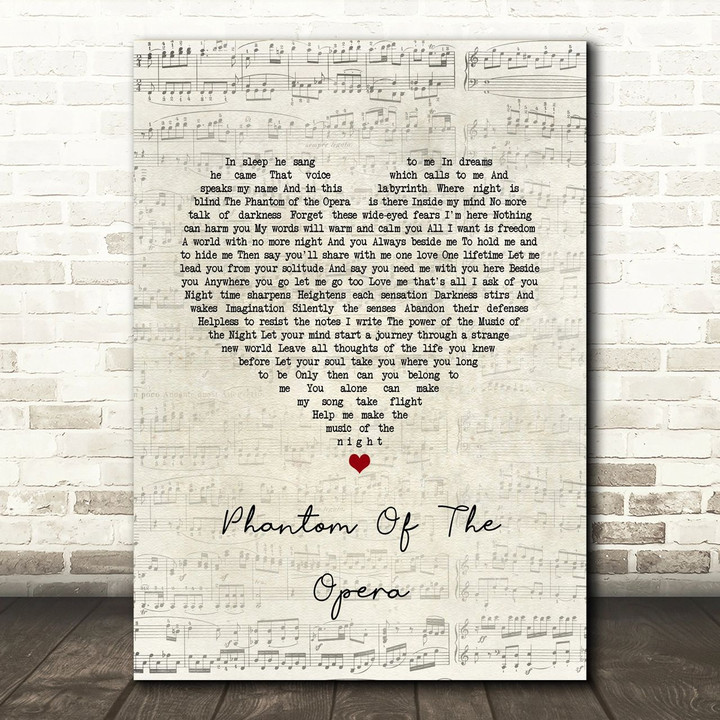 Andrew Lloyd Webber Phantom Of The Opera Medley Script Heart Song Lyric Art Print