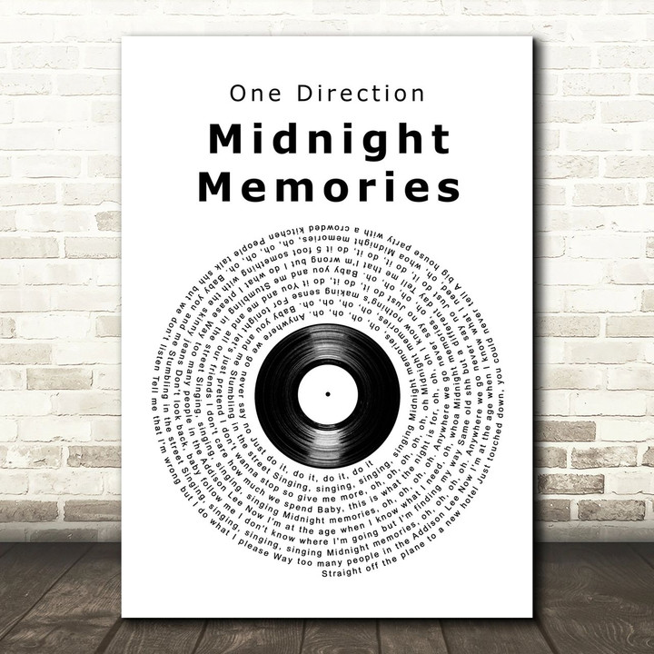 One Direction Midnight Memories Vinyl Record Song Lyric Art Print