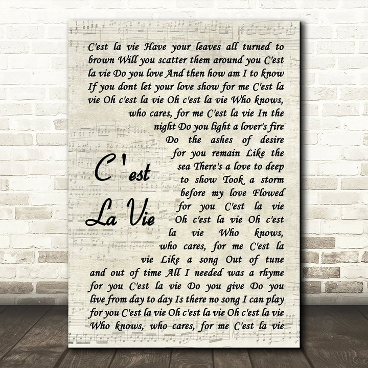 Greg Lake C'est la vie Vintage Script Song Lyric Art Print