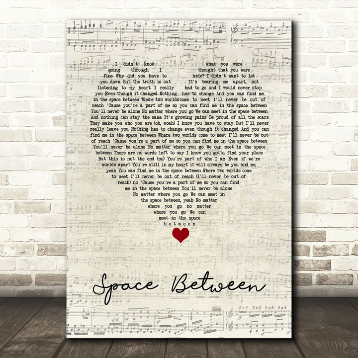 Dove Cameron, Sofia Carson Space Between Script Heart Song Lyric Art Print