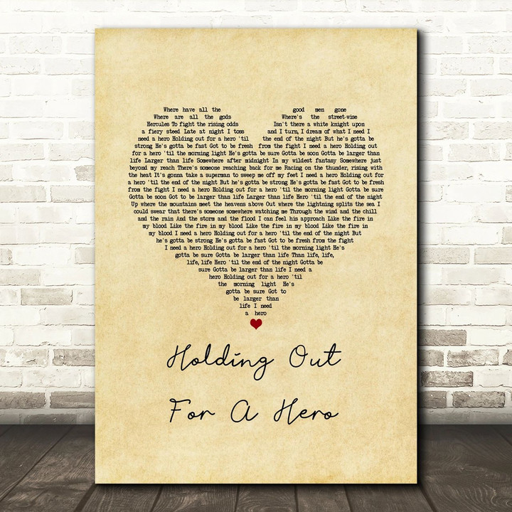 Bonnie Tyler Holding Out For A Hero Vintage Heart Song Lyric Art Print