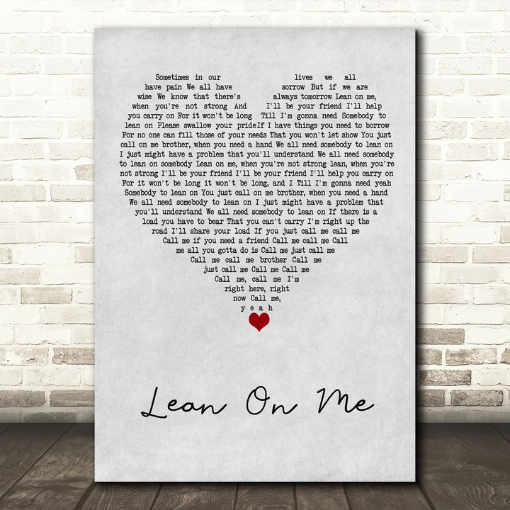 Beverley Knight, Joss Stone, Omar Lean On Me Grey Heart Song Lyric Art Print