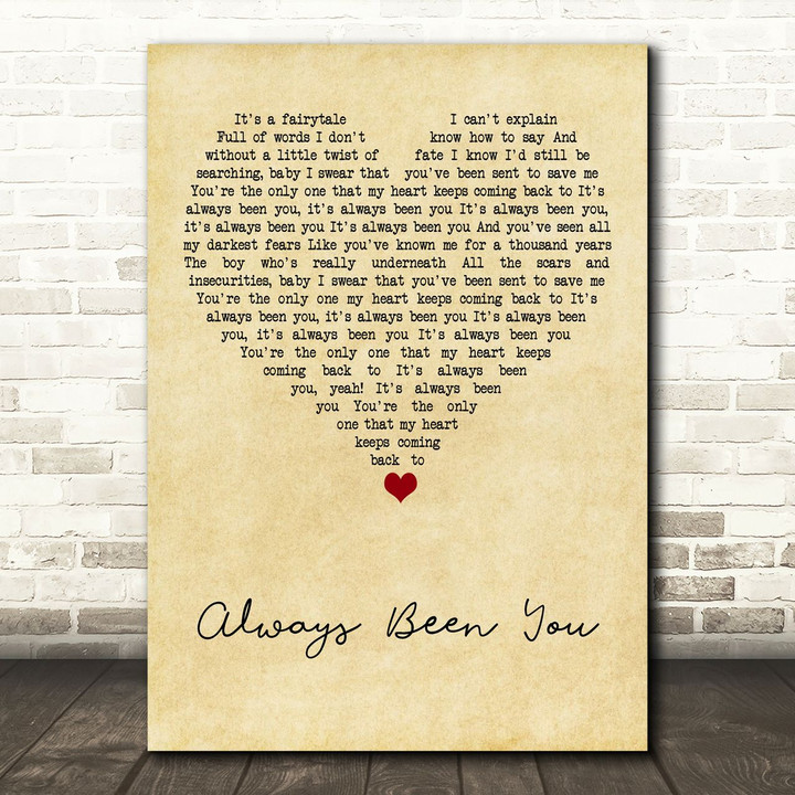Shawn Mendes Always Been You Vintage Heart Song Lyric Art Print