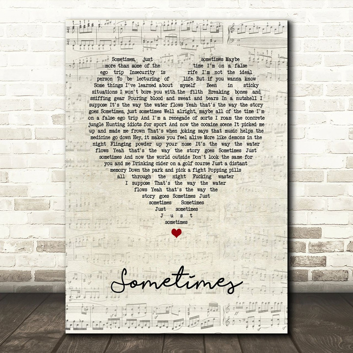Gerry Cinnamon Sometimes Script Heart Song Lyric Art Print