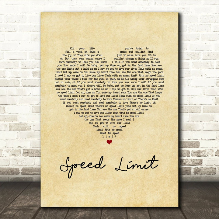Boyce Avenue Speed Limit Vintage Heart Song Lyric Art Print