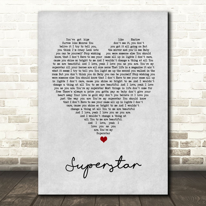 The Overtones Superstar Grey Heart Song Lyric Art Print
