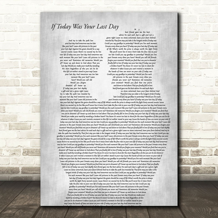 Nickleback If Today Was Your Last Day Father & Child Grey Song Lyric Art Print