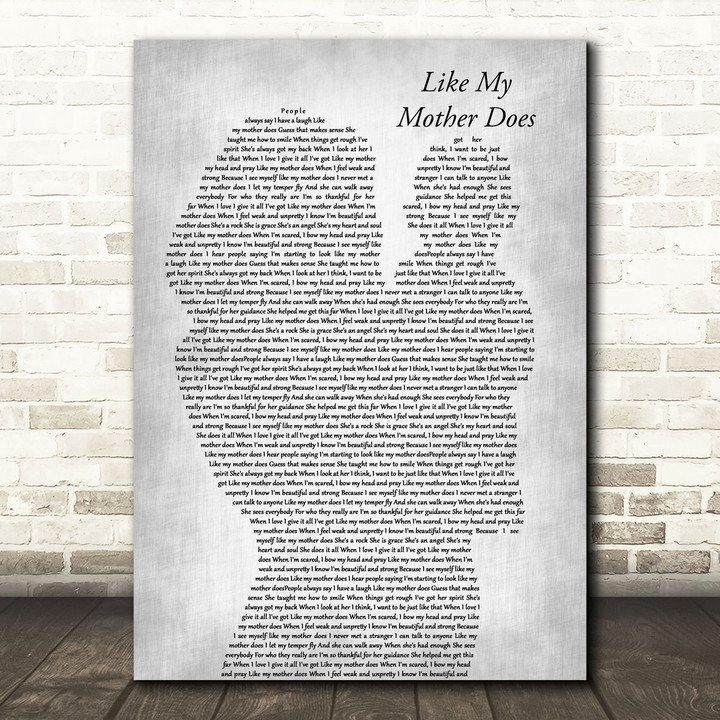 Lauren Alaina Like My Mother Does Mother & Baby Grey Song Lyric Art Print