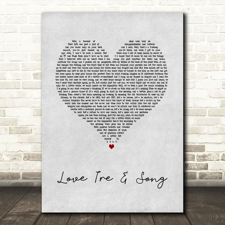 Frank Turner Love Ire & Song Grey Heart Song Lyric Art Print