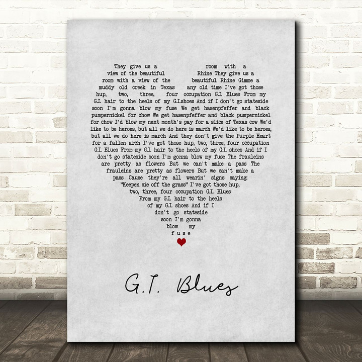 Elvis Presley G.I. Blues Grey Heart Song Lyric Art Print