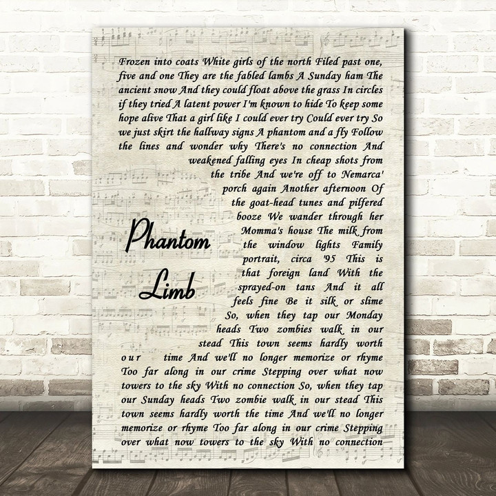 The Shins Phantom Limb Vintage Script Song Lyric Art Print
