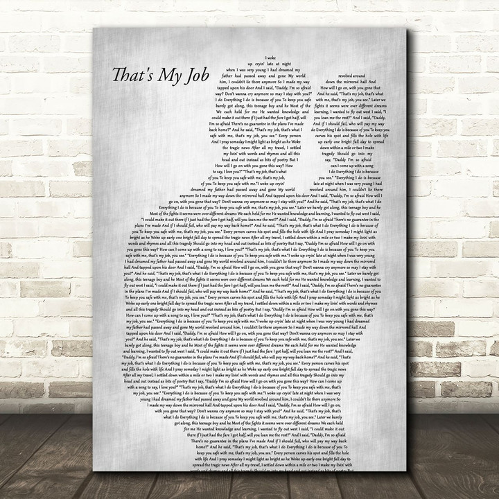 Conway Twitty That's My Job Father & Baby Grey Song Lyric Art Print