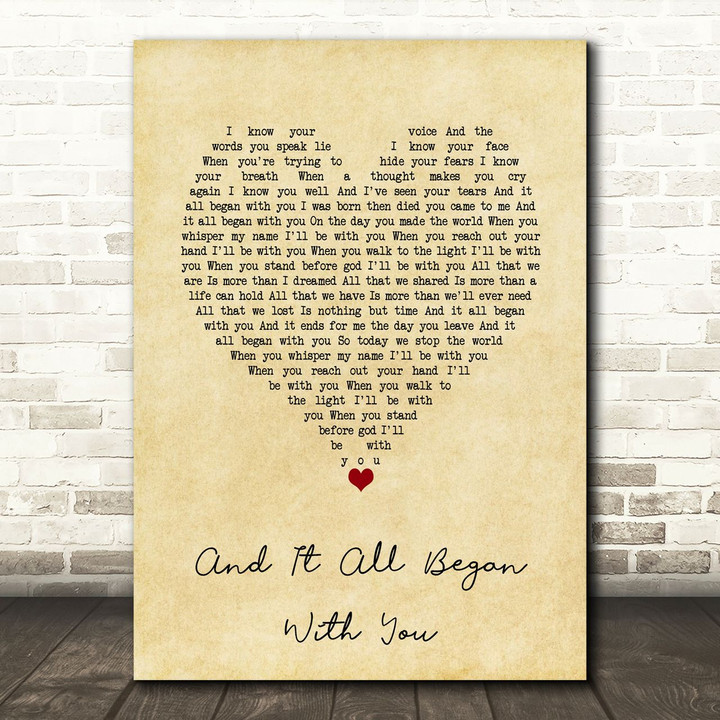 Gary Numan And It All Began with You Vintage Heart Song Lyric Art Print