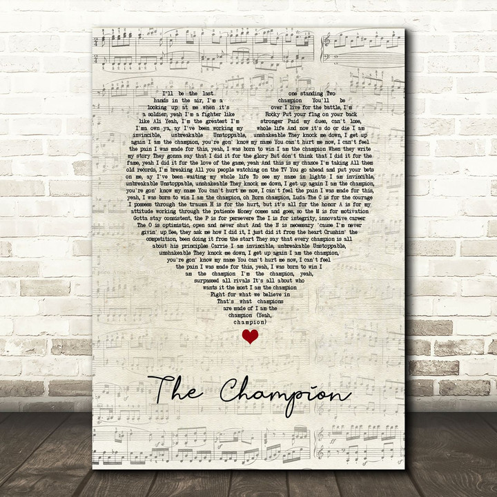 Carrie Underwood The Champion Script Heart Song Lyric Art Print