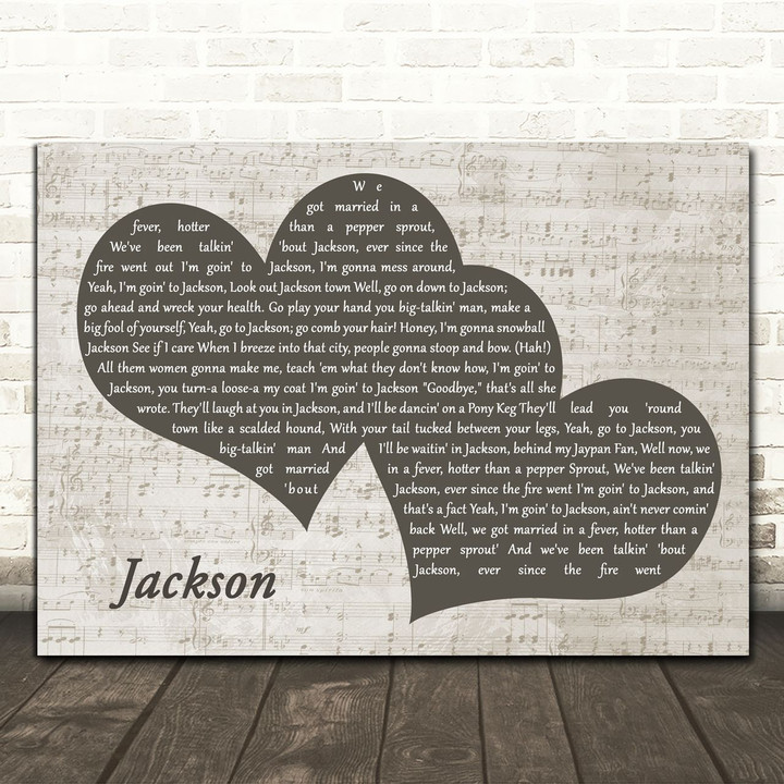 Johnny Cash Jackson Landscape Music Script Two Hearts Song Lyric Art Print