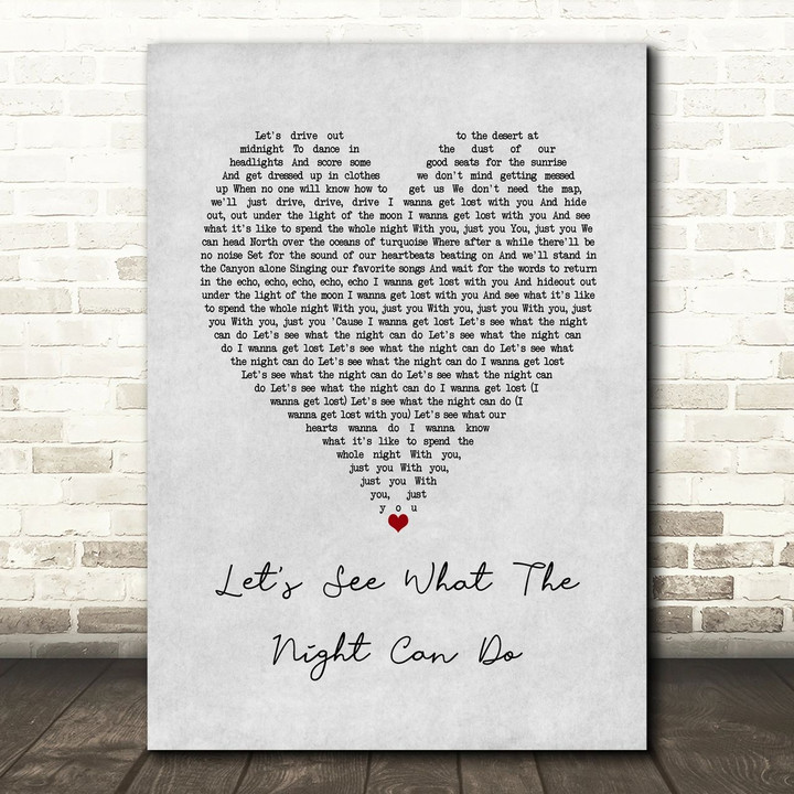 Jason Mraz Let's See What The Night Can Do Grey Heart Song Lyric Art Print
