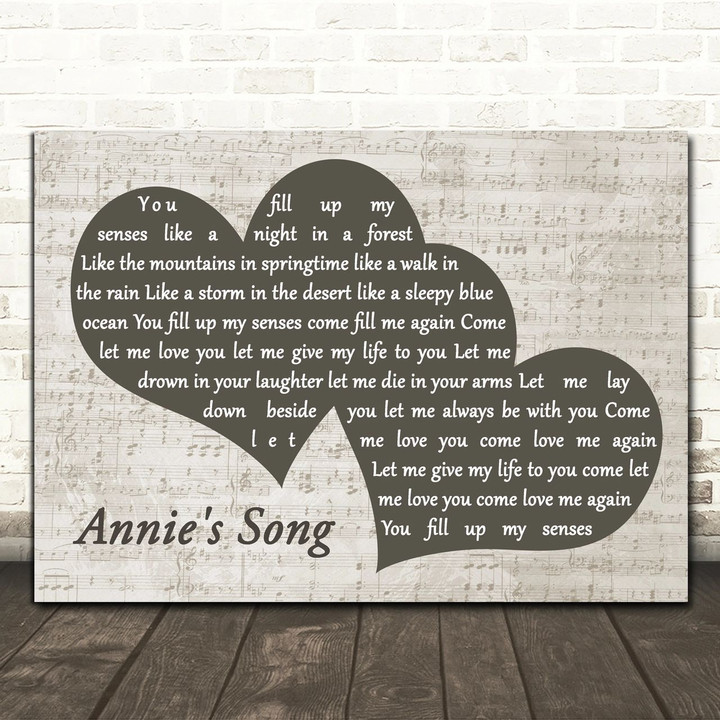 John Denver Annie's Song Landscape Music Script Two Hearts Song Lyric Art Print