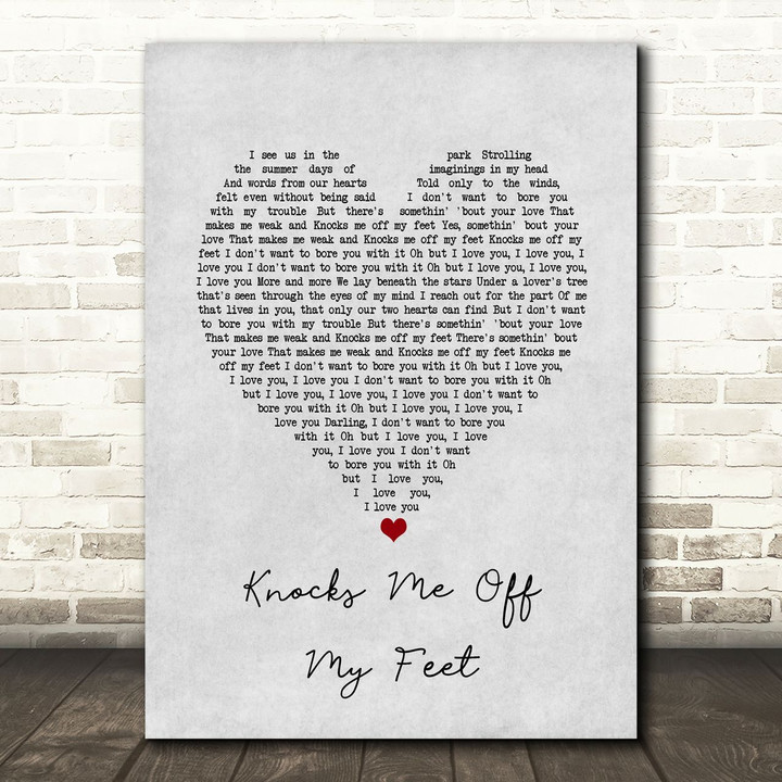 Stevie Wonder Knocks Me Off My Feet Grey Heart Song Lyric Art Print
