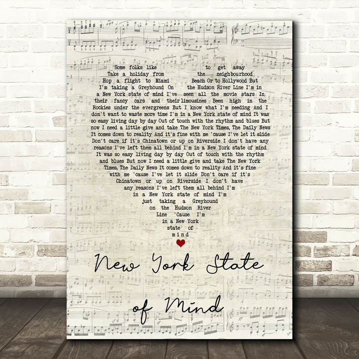 Billy Joel New York State of Mind Script Heart Song Lyric Art Print