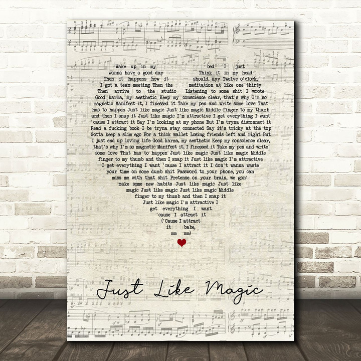 Ariana Grande just like magic Script Heart Song Lyric Art Print