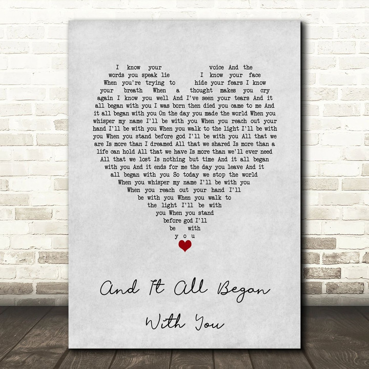 Gary Numan And It All Began with You Grey Heart Song Lyric Art Print