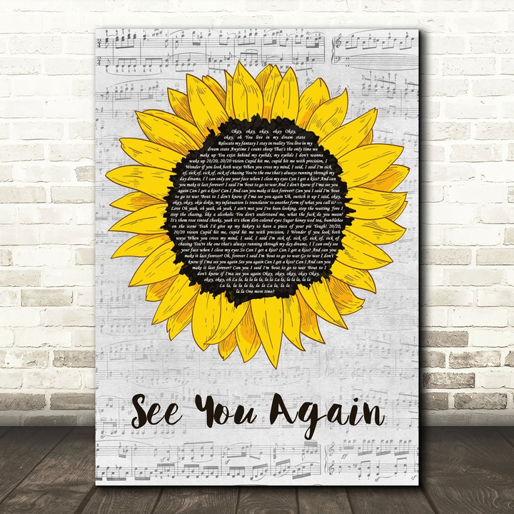 Tyler, The Creator See You Again Grey Script Sunflower Song Lyric Art Print