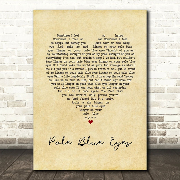 Velvet Underground Pale Blue Eyes Vintage Heart Song Lyric Art Print