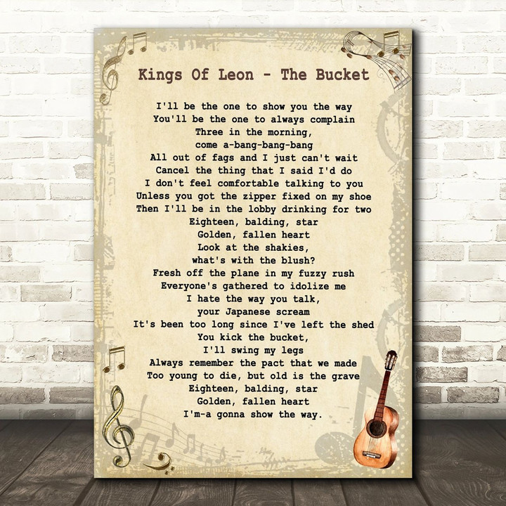 Kings Of Leon The Bucket Vintage Guitar Song Lyric Art Print