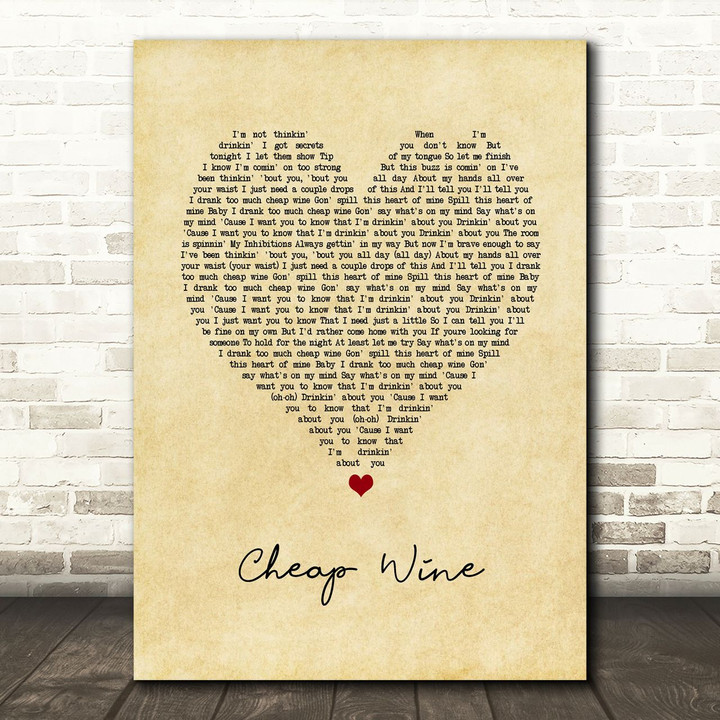 The Vamps Cheap Wine Vintage Heart Song Lyric Art Print