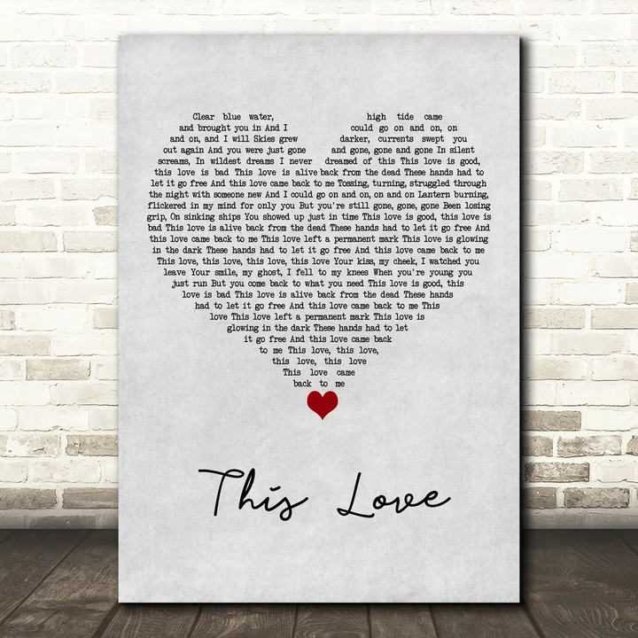 Taylor Swift This Love Grey Heart Song Lyric Art Print