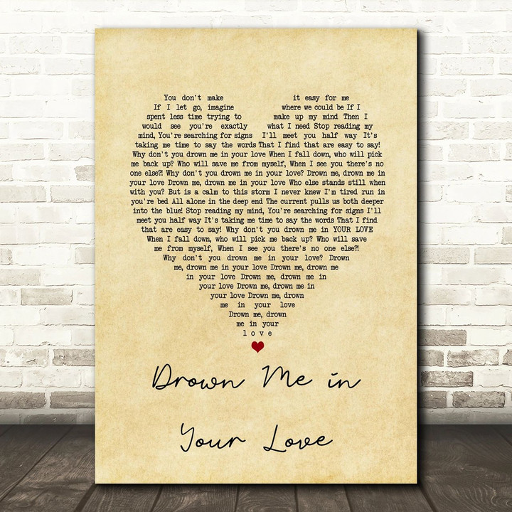 Jacquie Lee Drown Me in Your Love Vintage Heart Song Lyric Art Print