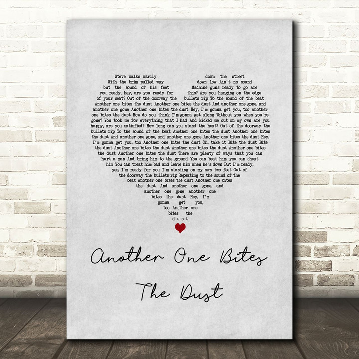 Queen Another One Bites The Dust Grey Heart Song Lyric Art Print