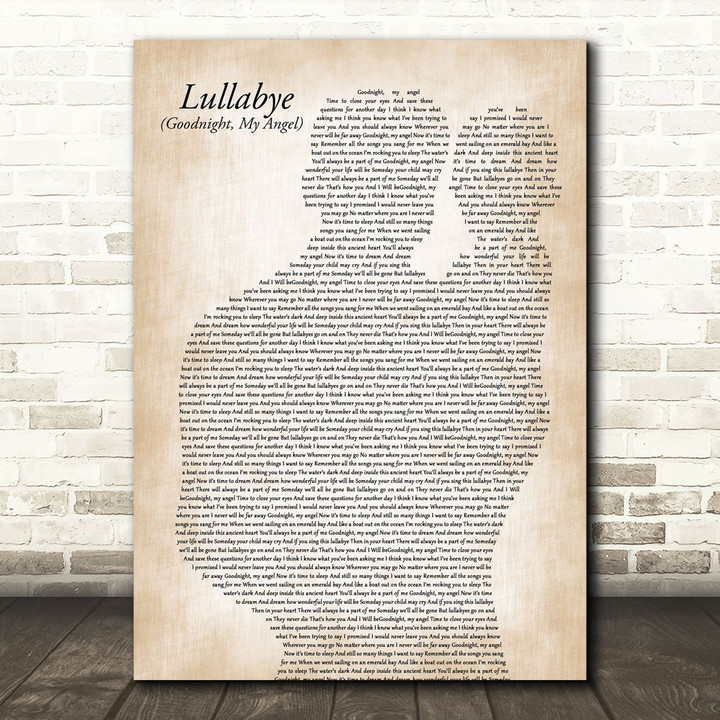 Billy Joel Lullabye (Goodnight, My Angel) Father & Baby Song Lyric Art Print